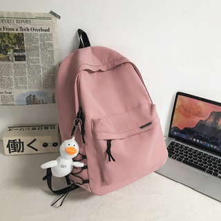 經典款簡約輕量化多收納空間減壓護脊防水後背包 尼龍材質, 粉色, 35 x 13 x 45cm