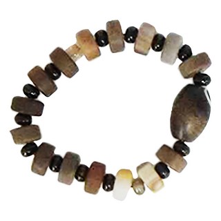 瑪瑙天珠開運手鍊 A款 扁珠, 單一尺寸, 褐色