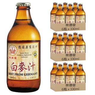 崇德發 白麥汁 德國原裝進口玻璃瓶, 330ml, 18瓶
