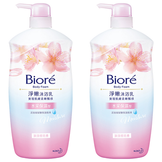 Biore 蜜妮 台灣公司貨 淨嫩沐浴乳 浪漫櫻花香 水采保濕型, 1kg, 2瓶