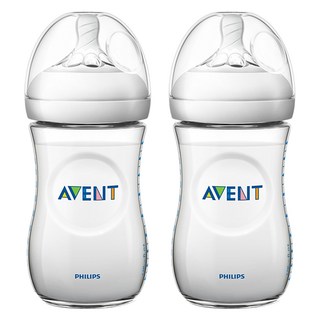 PHILIPS 飛利浦 AVENT 新安怡 親乳感防脹氣PP奶瓶組(260ml), 透明色, 2個