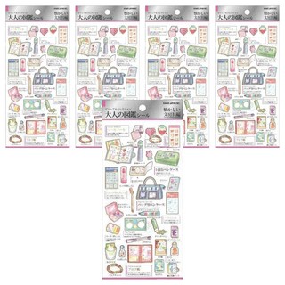 KAMIO 大人的圖鑑貼紙 成人繪本貼紙 懷舊文具 5個1組, 1組