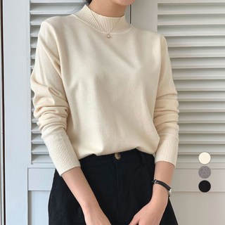 afinar 女款寬鬆柔軟觸感高領針織毛衣