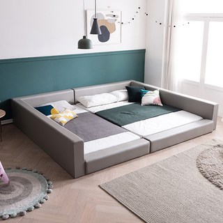 삼익가구 코지 가드형 패밀리 침대 프레임 + 본넬스프링 매트리스SS + 본넬스프링 매트리스Q 세트 방문설치, 그레이(프레임), 아이보리(매트리스)