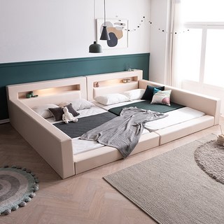 삼익가구 렉스 LED 밸런스 패밀리 가죽 침대 프레임 단품 방문설치, 아이보리