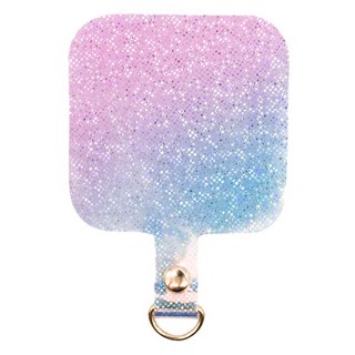 ekax 透明絢彩手機掛繩夾片 極光炫粉 尺寸50mm x 50mm x 0.35mm TPU材質, 1個