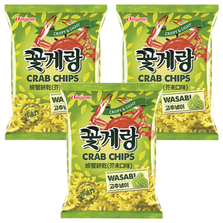 Binggrae 螃蟹餅乾 芥末口味, 韓國國民餅乾, 非油炸, 片手取得輕鬆入口, 70g, 3包