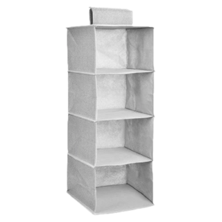 衣櫃收納掛袋 麻棉+PP板 可水洗, 灰色, 64 x 27 x 26cm