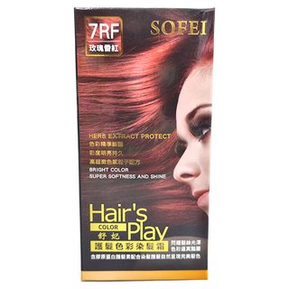 SOFEI 舒妃 護髮色彩染髮霜 7RF 50ml 2個, 玫瑰香紅, 1組