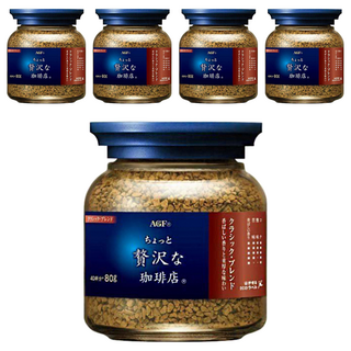 AGF 微奢華咖啡店 咖啡罐 藍紅標 經典贅沢, 80g, 1入, 5罐