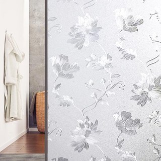 3D立體磨砂玻璃貼，4個一組，尺寸100*40-45cm，PVC材質，防水防潮, 茉莉花, 1組