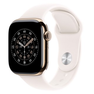 Apple 2025 Apple Watch S11 金色鈦金屬 + S/M淡胭粉色運動型錶帶, 42mm, 淡胭粉色, GPS + 行動網路