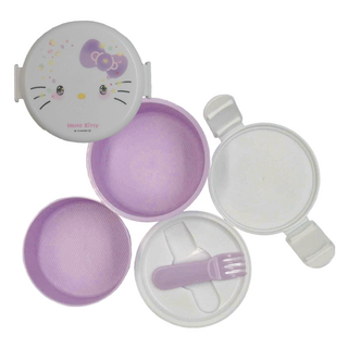 Skater 圓型兩段便當盒 656934 10.6 x 11.7 x 9cm 上層230ml/下層270ml, Hello Kitty, 1組