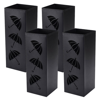 anplus 四角鐵製大容量雨傘架, 黑色, 4個