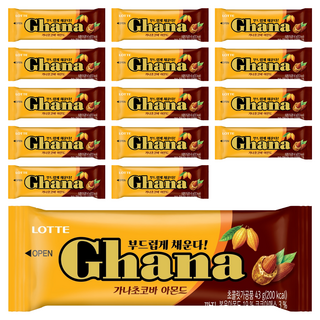 롯데 가나초코바 아몬드, 43g, 15개