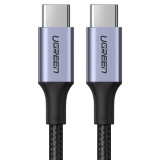 UGREEN 綠聯 Type-C-Type-C 5A快充電線/傳輸線 金屬殼編織線, 1m, 黑色, 1條