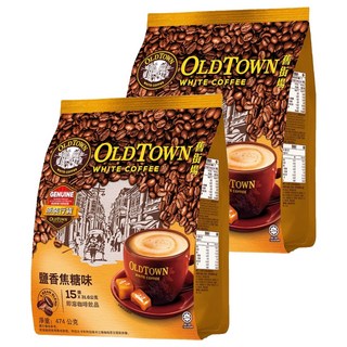 OLDTOWN WHITE COFFEE 舊街場白咖啡 3合1咖啡 鹽香焦糖味, 2袋, 15條, 31.6g