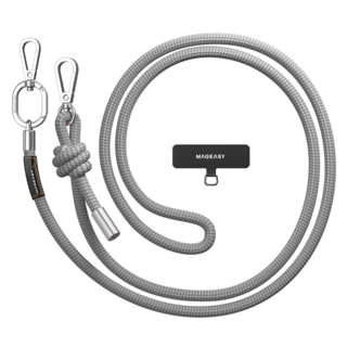 MAGEASY STRAP 掛繩組 8.3mm 適用於 iPhone 全系列 iOS/Android 手機 長度 84-150cm, 韌性灰, 1組