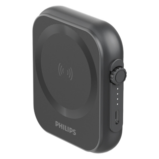 PHILIPS 飛利浦 黑金剛磁吸三合一行動電源 78 x 68.5 x 17.5mm 129g, DLP2556Q, 黑金剛