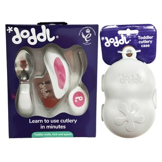 doddL 人體工學兒童學習餐具組, 草莓紅, 1組, 刀子 + 叉子 + 湯匙 + 攜帶盒