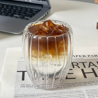 goodliving 褶皺耐熱雙層玻璃杯 350ml, 1個, 透明