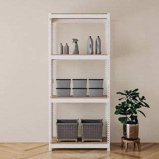 SPEEDRACK 韓國製造免螺絲組裝式鐵製角鋼架, 4層, 白色