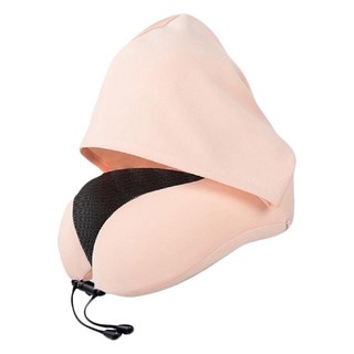 莫代爾連帽頸枕 記憶海綿 吸汗透氣 360°撐托呵護頸椎, 嫩粉色