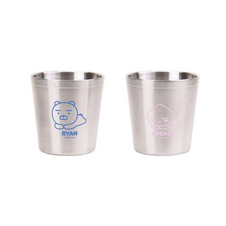LiLFANT Kakao Friends 不鏽鋼漱口杯 萊恩 + 屁桃 套組, 單一顏色, 1套
