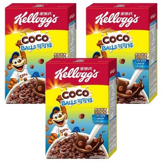 家樂氏 COCO 可可猴 可可球，含多種維生素，搭配牛奶美味又營養，穀物脆片, 170g, 3盒