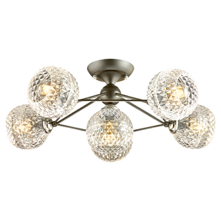 Honey Comb 海拉半吸頂五燈 附電子開關, 透明色 + 金屬烤漆