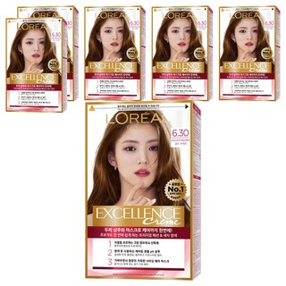 로레알파리 엑셀랑스 크림 염모제, 6.30호 골드 브라운, 6개
