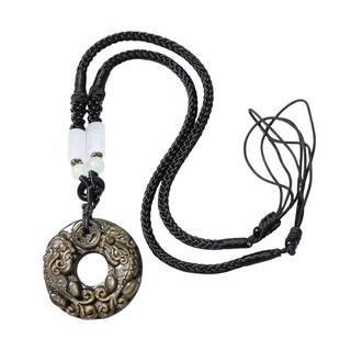 富貴圓滿 風采 金曜石貔貅項鍊 可伸縮調整, 貔貅 金曜石色, 1個