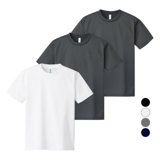 運動乾爽功能性短袖T恤3件套裝, 白色, 深灰色, 深灰色