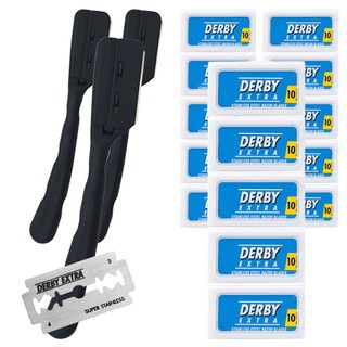 그레이거 GR-DP 양면날용 바버샵면도기 + DERBY 엑스트라 더블엣지 블레이드 50p, 3세트