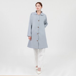 Elsso 女款棉質寬鬆輕量單排釦半長版風衣外套