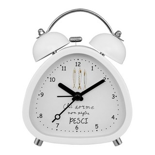 DAZUKI 3角造型鬧鐘, 大鐘面, 超省電, 大鈴聲, 白色, 1個