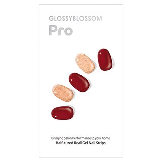 GLOSSYBLOSSOM Pro Burgundy Tweed 美甲貼紙 28入, Scarlet Red, 1組