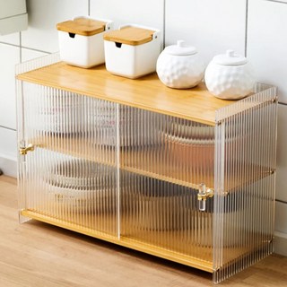 HAPPY LiFE 三層置物櫃 防塵櫃門, 原木色, 51*20*35cm