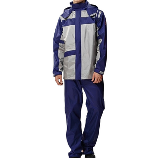 TAHSIN 達新牌 飛翼耐久防水套裝式雨衣 (衣褲二件式) NYLON/PVC, XL, 寶藍/銀灰, 1組