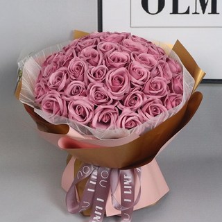 艾米購物 51朵香皂花 香氛花束 居家裝飾 浪漫送禮, 藕粉色
