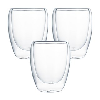 JOSIC 雙層高硼硅耐熱玻璃杯 8.5 x 9.5cm 300ml, 透明色, 3個