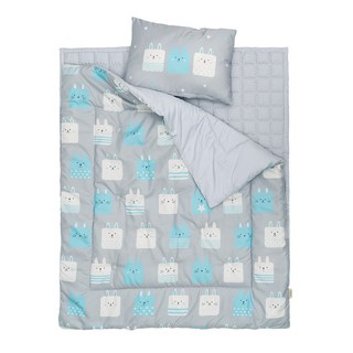 izari 孩童四季款鋪棉枕頭+枕套+薄墊+午睡被4件組, 方形兔子款