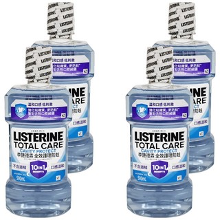 LISTERINE 李施德霖 全效護理防蛀漱口水，7倍防蛀力 增強18%氟吸收 不含酒精 500mL, 4瓶