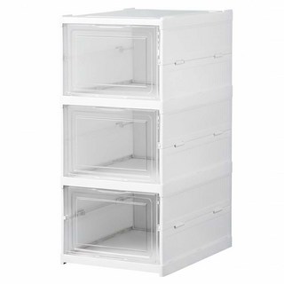 折疊鞋櫃 40 x 11 x 27cm 3層, 白色, 1個