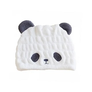 CB JAPAN 動物造型超細纖維浴帽, 熊貓白, 1個