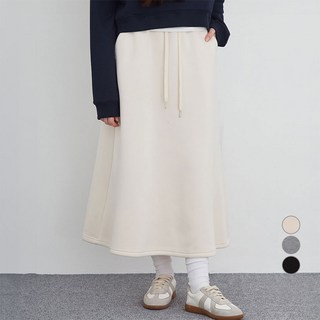 ELLE PARIS 여성용 도톰 속기모 A라인 밴딩 롱스커트