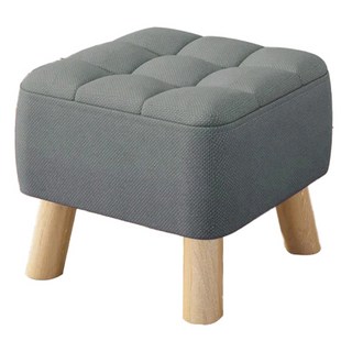 Mega 加厚坐感實木小矮凳/椅凳 舊款 - 可拆洗布套, 透氣面料, 八字實木腿, 淺灰色, 1個