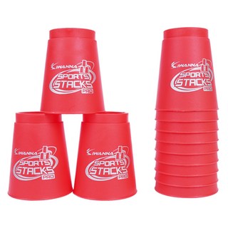 아이워너 스포츠 스택스 스태킹 컵쌓기, 레드, 12개