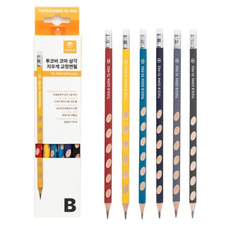 투코비 코마 교정용 삼각 그립 교정 연필 B 세트 TC-P02, 혼합색상, 12개