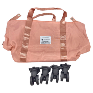 WEIDENG 摺疊旅行袋 附萬向輪 可擴充 粉色 尼龍, 大款